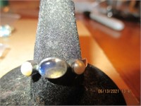 925 India Ring w/Clear & Pearlish Stones-4.6g