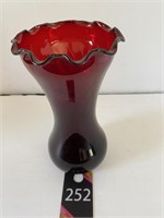 7" Vintage Ruby Red Vase