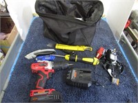 CORDLESS DRILL & MISC TOOLS IN BAG
