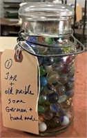 Ball Ideal wire bail jar & 200+ marbles