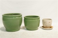 Chinese green Celadon pots