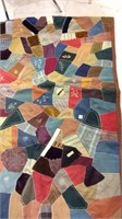 Old Victorian Patchwork & Embroiderd Quilt
