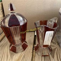 Sugar and Creamer- Red Glass RWE