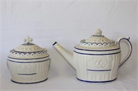 Castleford Cream Ware Teapot and Sugar Casket,