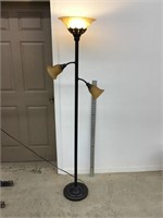 Stand Floor Lamp with 3 Lights and Smokey Amber