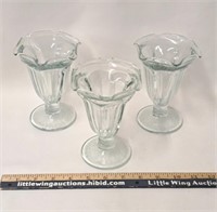 Vintage Glass Ice Cream Dishes x3