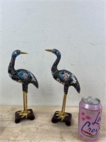 vintage pair of Chinese Cloisonné Bird Figurines