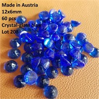 AUSTRIA VTG 12x6MM ROUND CRYSTAL-GLASS BLUE STONES