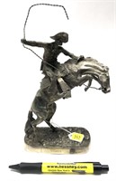 "Silver" cowboy statue, 9.5" Overall length, x