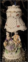 Porcelain Figural Lamp Table and Lamp