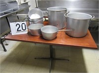 6 Saute Pans & 2 Aluminum Stock Pots