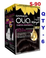 6 PACKS OLIA  3P Hair Color, Darkest BROWN- $90