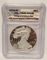 279 - 2018W ICG PR69 DCAM AM EAGLE SILVER DOLLAR