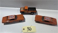 (2) GENERAL LEE CARS AND BUDDY L REBEL TRUCK