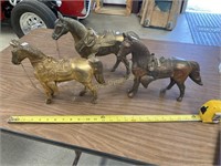 Three 12" Metal Horses