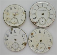 4 pcs. Antique Pocket Watch Movements w/ Porcelain