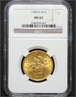 1906-D $10 Liberty Gold Eagle NGC MS62 Nice
