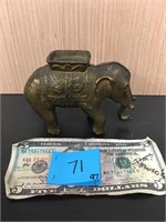 Vintage Cast Iron Mechanical Elephant Coin Bank