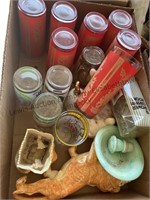 Box of glasses and decorative household items