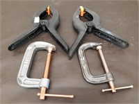 Flat- 2 C Clamps, 2 Spring Clamps