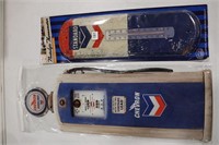 CHEVRON GAS PUMP SST SIGN & THERMOMETER