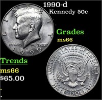 1990-d Kennedy Half Dollar 50c Grades GEM+ Unc