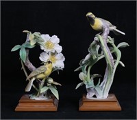 Royal Worcester Pair Hooded Warbler Bird Figures