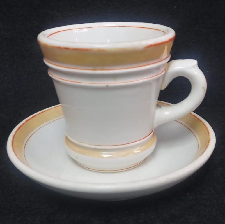 Antique 19thC Gien French Porcelain Cup & Saucer