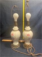 Pair of painted lamps