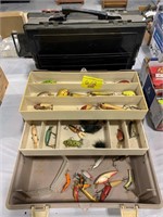 TACKLE BOX W/ LURES CONTENTS, EMPTY PLASTIC
