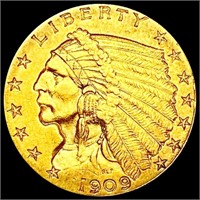 1909 $2.50 Gold Quarter Eagle CLOSELY