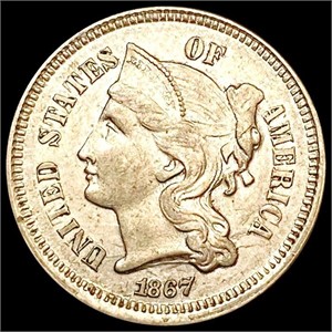 1867 Nickel Three Cent CLOSELY UNCIRCULATED