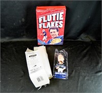BILLS Flutie Flakes Box & Drew Bledsoe Bobblehead