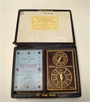 Vintage cased set Bezique playing cards