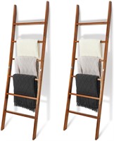 Wenqik 2 Pcs 6 Tier Blanket Ladder Wooden 5.5 Ft/
