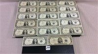 Collection of 16 One Dollar Silver Certificates