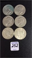 Collection of 6 Coins Including 1921 Morgan Silver