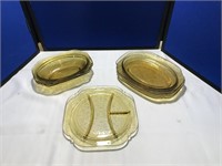 Selection of Yellow Depression Glass Serving Dishe