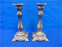 Pair Of Rogers Lead Silver Plate Candlesticks