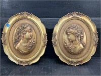2 GOLD CAMEO PLAQUES