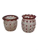 Ruby Stain Rolled Rim Glass Toothpick Holders
