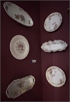 (6) China Flower Motif Plates & Serving Dishes