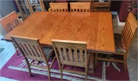 Oak Dining Table w/ (8) Chairs