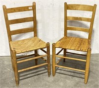 Pair of Ladder Back Chairs with Woven Seats