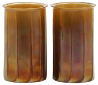 Pr. Rare Quazel Art Glass Cylindrical Shades