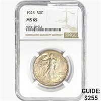 1945 Walking Liberty Half Dollar NGC MS65