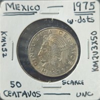 Uncirculated 1975 50 centavos Mex scarce with