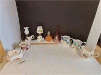 Mikasa Creamer, Oil Lamps, Pink Glass Bell & More