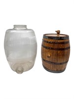 Barrels, Wood, Glass, Grp of 2
