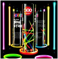 Play22 Glow sticks 300 Pack - 8 inch Ultra Bright